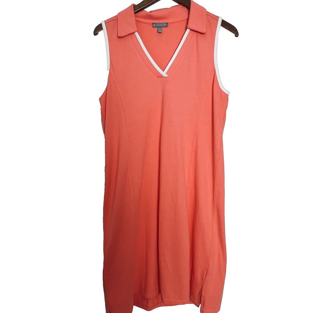 T by Talbots Dress M Pink Sleeveless Polo Shift Pique Stretch UPF50 Tennis golf